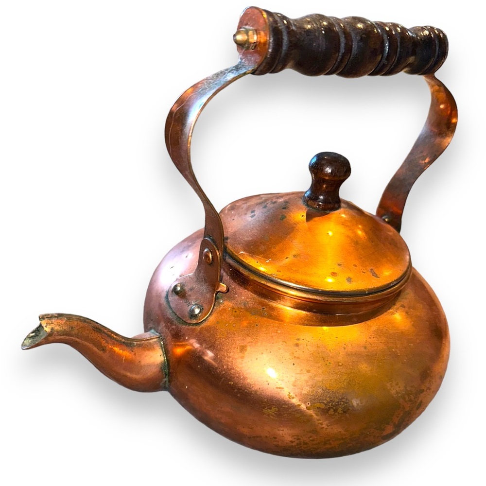 Vintage Rustic Copper Tea Kettle - Picture 2 of 7